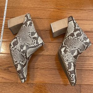 Dolce Vita Brown and Cream Snake Print Mules